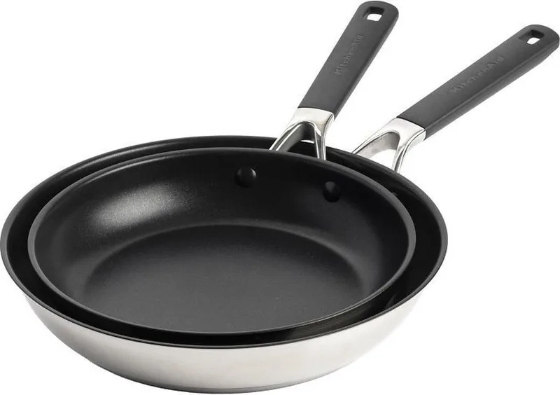 Classic Stainless Steel koekenpannenset 2-delig ø24+28cm - RVS - inductie by KitchenAid in Silver – product photo 1 of 5