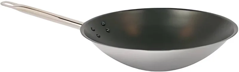 Classic Stainless Steel Wokpan 28cm - 5L - PFAS-vrije antikleeflaag - Wokpan inductie - Keramische pan - Ovenbestendig tot 160°C - Koudgrepen - Zonder deksel - Zilver fra KitchenAid i Sølv – produktbillede
