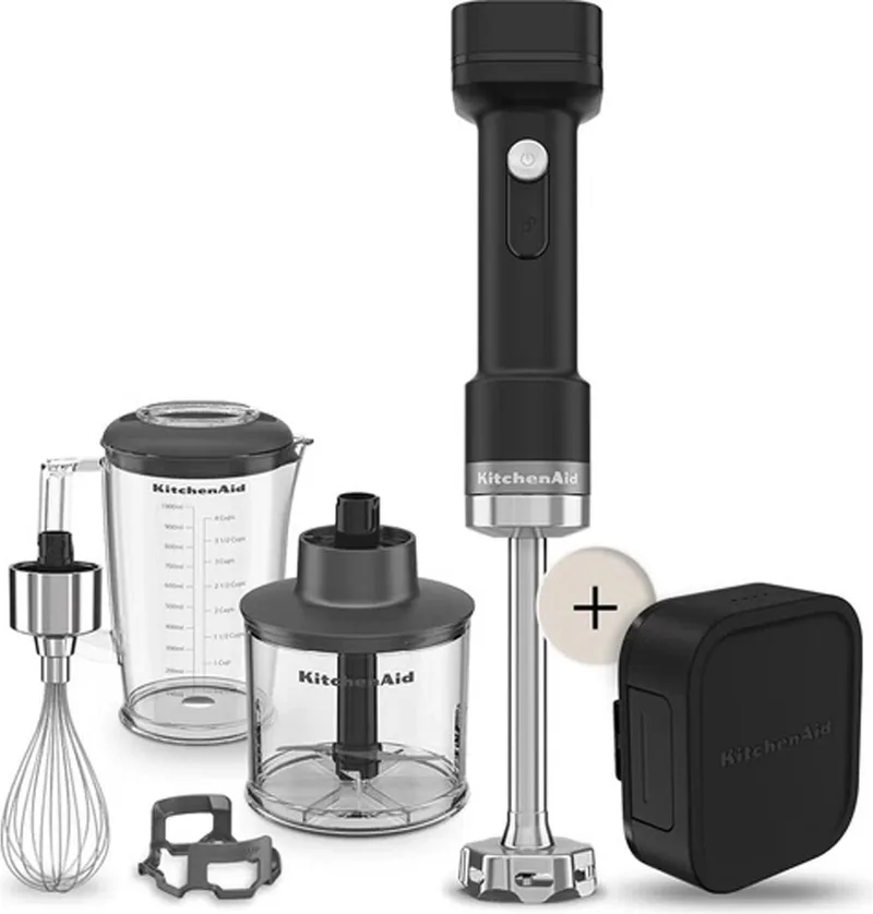 Go 5KHBRV75BM - Staafmixer - Draadloos - Met mengbeker 1 L de KitchenAid en Mat zwart met batterij – photo produit