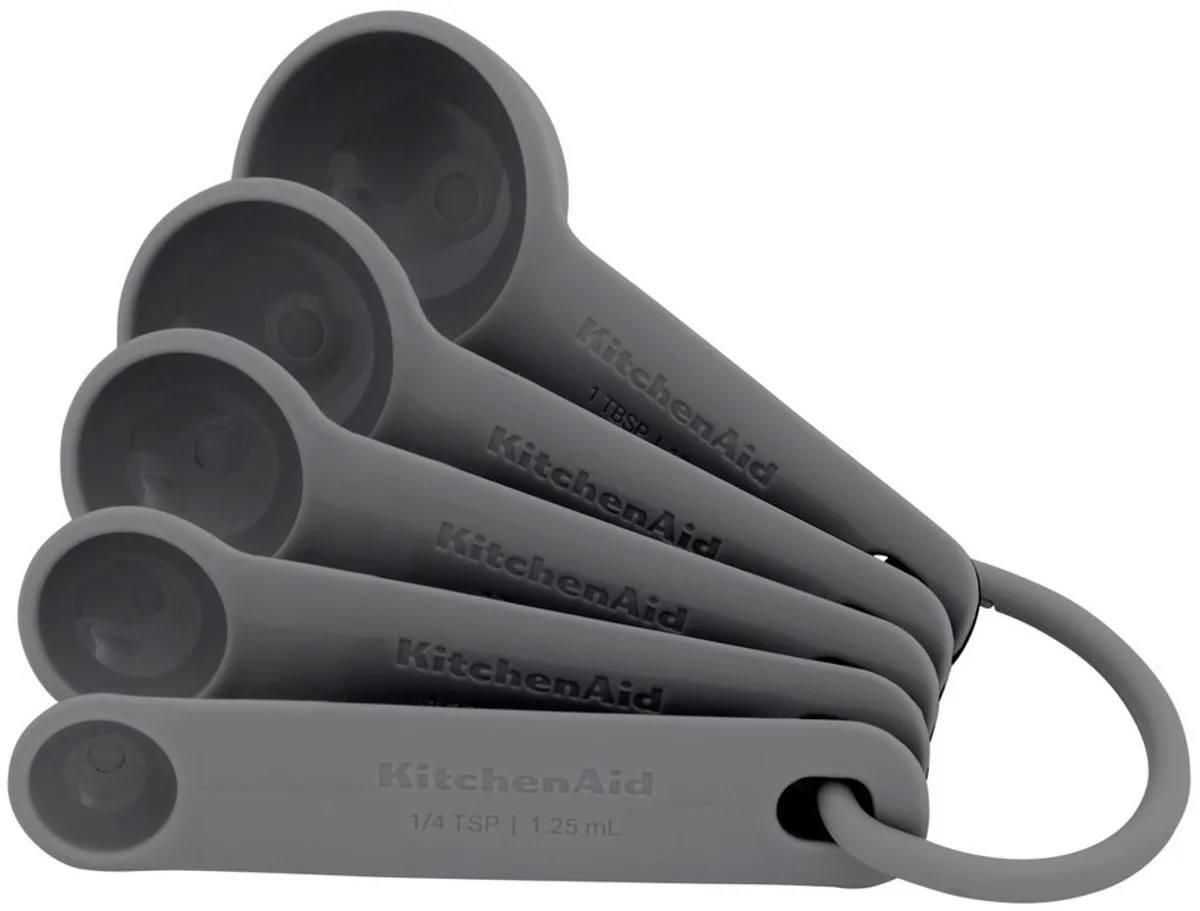 Maatlepels, Set van 5 Stuks, Kunststof 1/4 TL tot 1 EL van KitchenAid in Grijs – productfoto