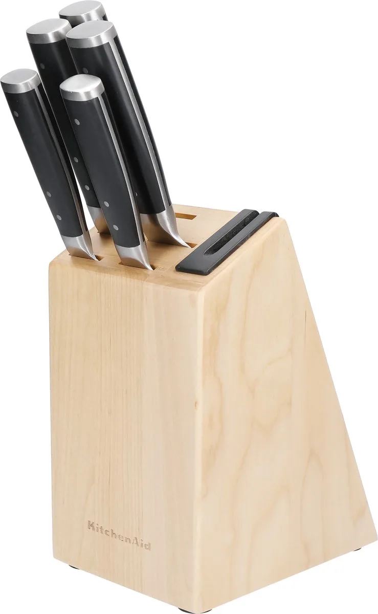 Messenset, 5-delig - Hoogwaardig Japans RVS - Berkenhouten Blok de KitchenAid en Noir – photo produit