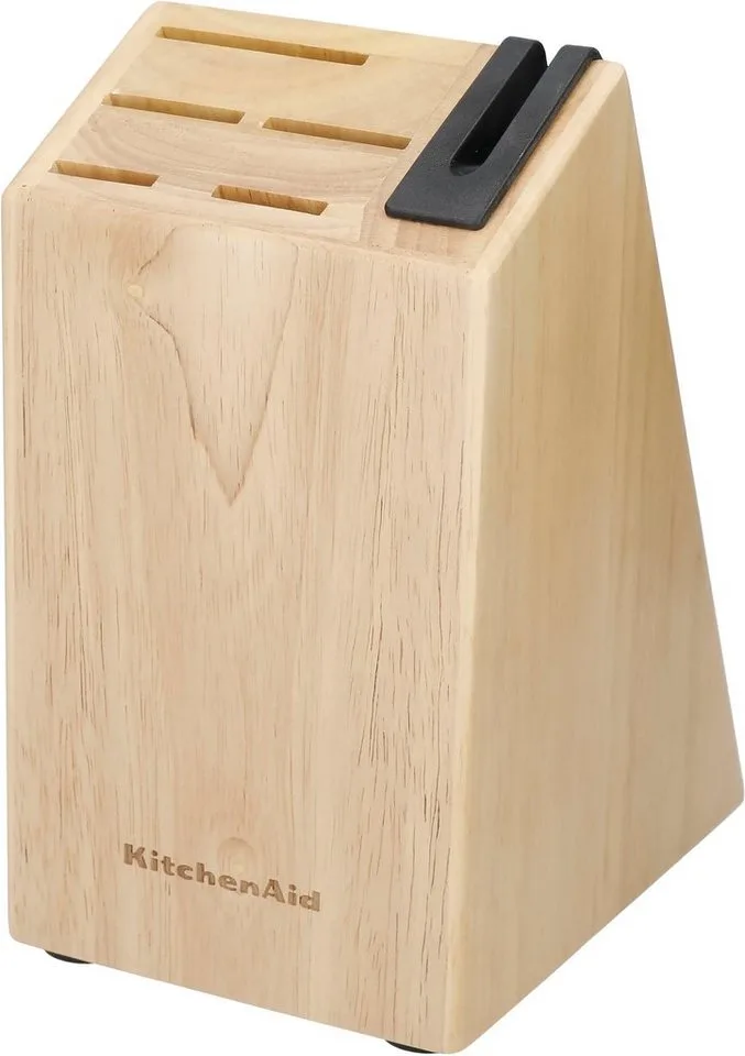 Messenset met slijper en blok van rubberhout, 5-delig, Japans 420J2-staal by KitchenAid in Brown – product photo 2 of 3