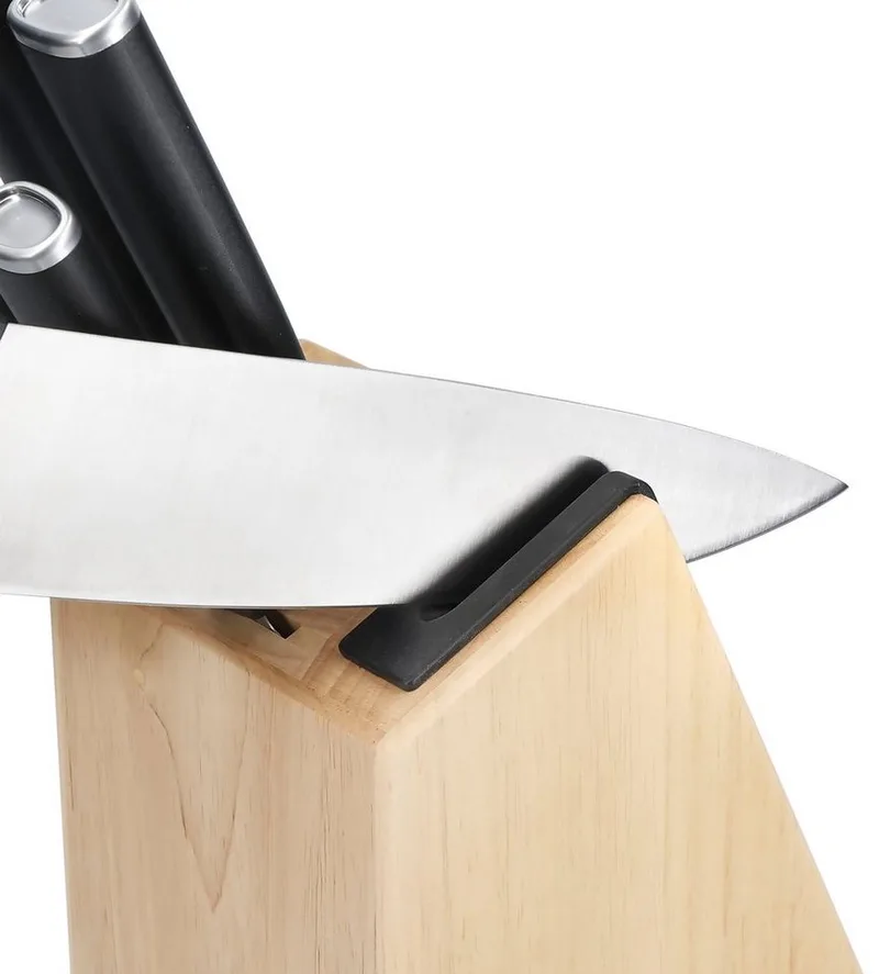 Messenset met slijper en blok van rubberhout, 5-delig, Japans 420J2-staal by KitchenAid in Brown – product photo 3 of 3