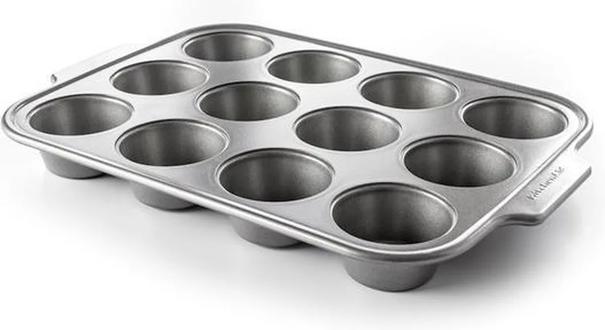 Muffinvorm Aluminized Steel 12 stuks van KitchenAid in Grijs – productfoto