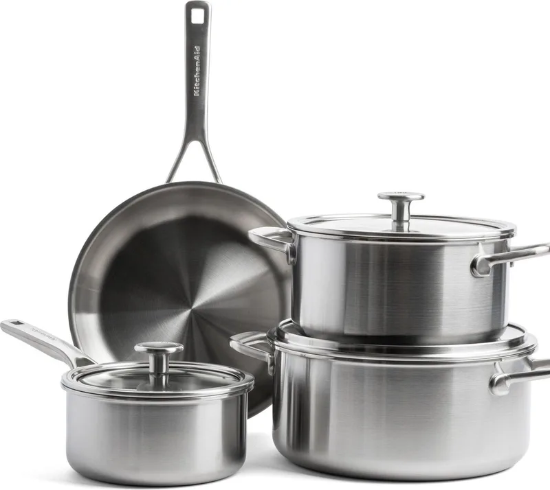 Multi-Ply kookpannen set - 4-delig - RVS - inductie - PFAS-vrij by KitchenAid in Silver – product photo