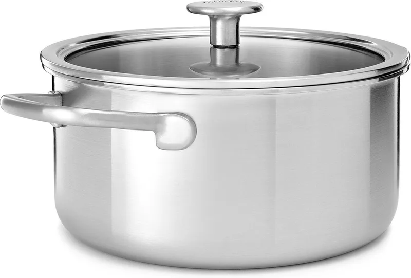 Multi-Ply RVS Kookpan - ø20cm - 3,1L - met glazen deksel - inductie - PFAS-vrij de KitchenAid en Argent – photo produit