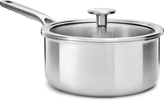 Multi-Ply RVS Steelpan - ø16 cm - 1,5L - met glazen deksel - inductie - PFAS-vrij de KitchenAid en Argent – photo produit 1 sur 4