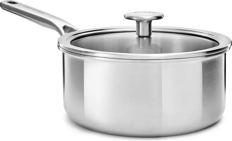 Multi-Ply RVS Steelpan - ø16 cm - 1,5L - met glazen deksel - inductie - PFAS-vrij de KitchenAid en Argent – photo produit 1 sur 4