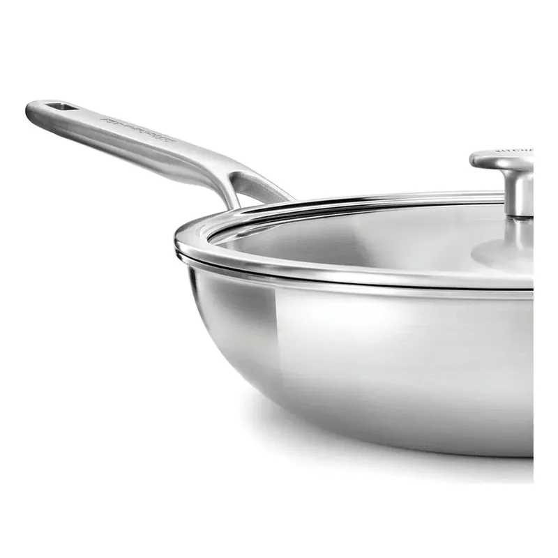 Multi-Ply RVS Wok - ø 28cm - 3,5L - met glazen deksel - inductie - PFAS-vrij by KitchenAid in Silver – product photo 5 of 5