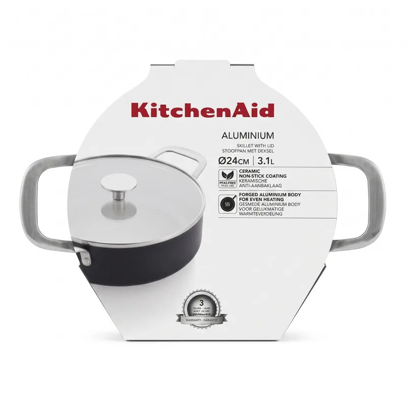 Open - Hapjespan met handvatten - 24 cm - Alle Warmtebronnen by KitchenAid in Black – product photo 1 of 4