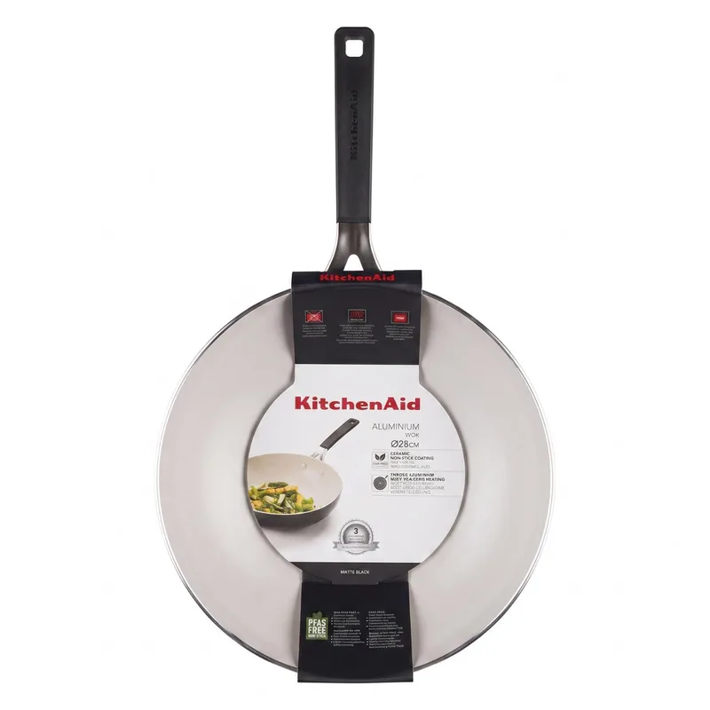 Open - Wokpan - 28 cm - Alle Warmtebronnen van KitchenAid in Zwart – productfoto 1 van 5