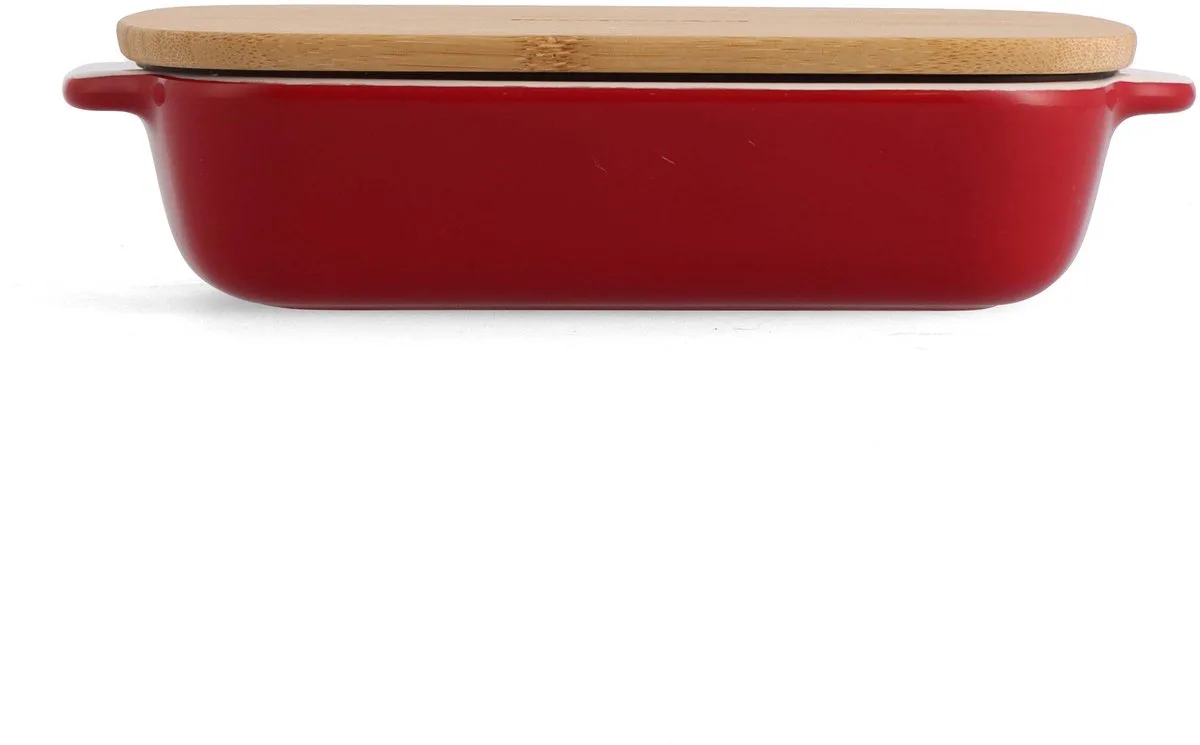 Ovenschaal incl bamboe deksel - Small: 0,9L - magnetron- en ovenbestendig tot 260°C zonder deksel - Keizer rood von KitchenAid in Empire red – Produktfoto
