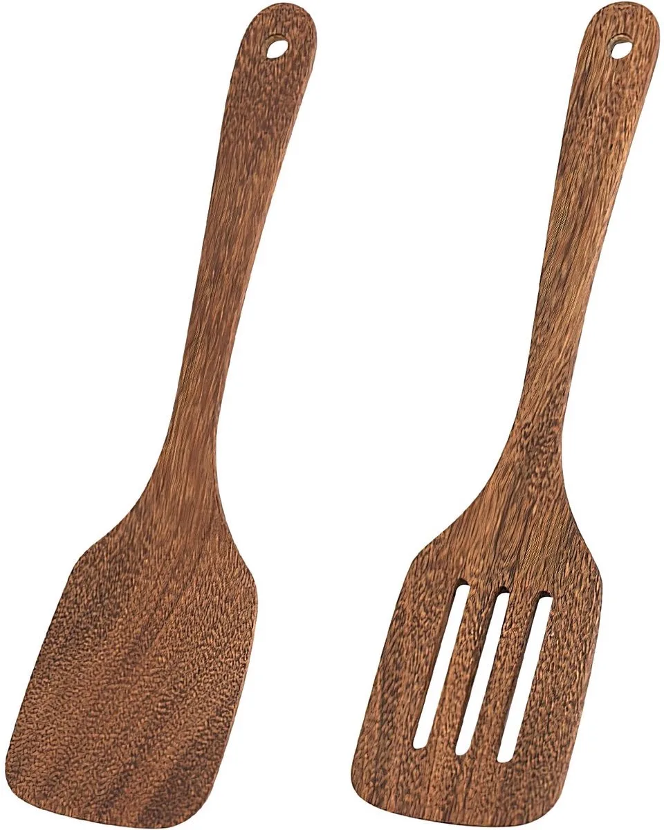 Slotted Kitchen Aid Cooking Spoon with Hole Kitchen Utensils Slotted Spatula Wooden Spatula Set of 2 de KitchenAid en Marron – photo produit