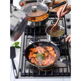 Stainless Steel Koekenpan 28cm - PFAS-vrije antikleeflaag - Koekenpan inductie - Keramische pan - Ovenbestendig tot 160°C - Koudgrepen - Zilver de KitchenAid en Argent – photo produit 4 sur 5