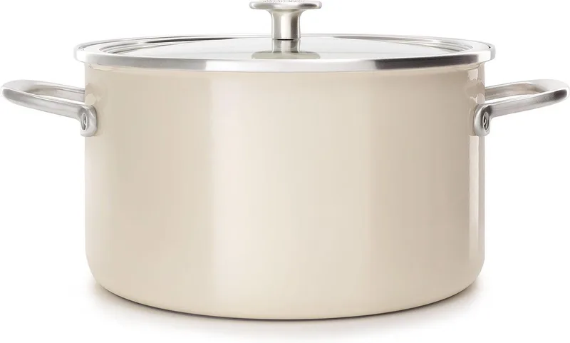 Steel Core Enamel kookpan 20cm 3,7L - Amandelwit - inductie - PFAS-vrij de KitchenAid en Crème – photo produit