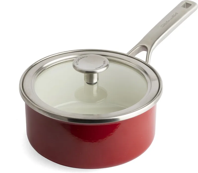 Steel Core Enamel steelpan 16cm 1,3L - Keizerrood - inductie - PFAS-vrij de KitchenAid en Rouge – photo produit