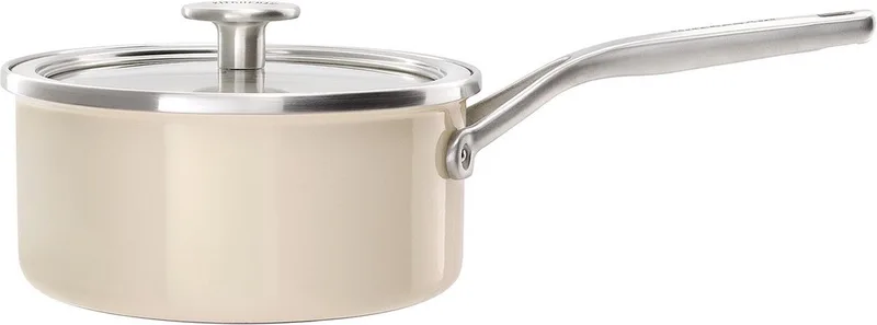 Steel Core Enamel steelpan 20cm 2,4L - Amandelwit - inductie - PFAS-vrij de KitchenAid en Crème – photo produit