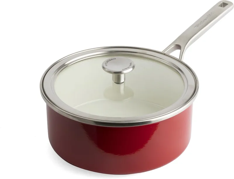 Steel Core Enamel steelpan 20cm 2,4L - Keizerrood - inductie - PFAS-vrij de KitchenAid en Rouge – photo produit