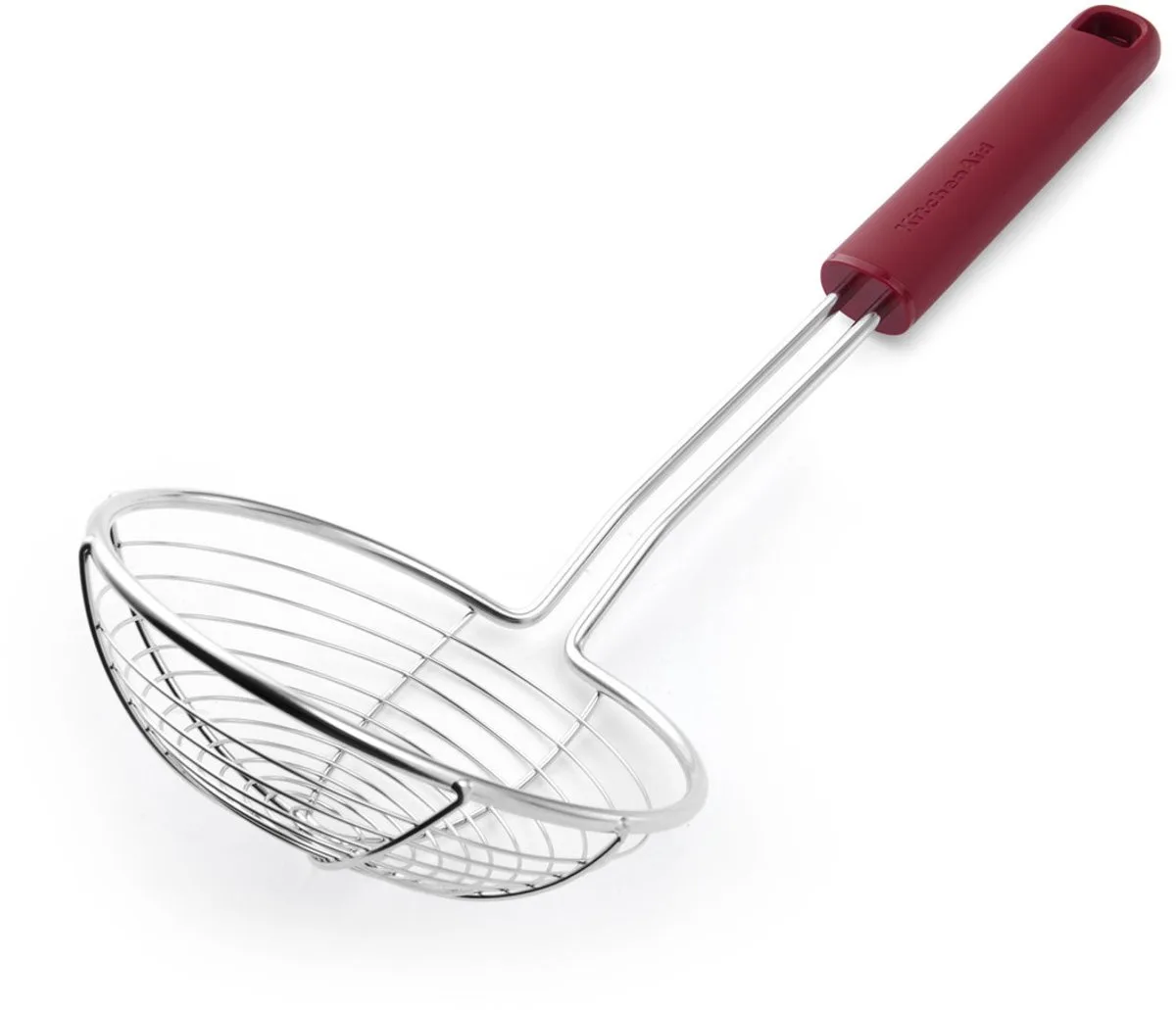 Zeef met handvat, 36,5 cm, RVS/Kunststof van KitchenAid in Rood – productfoto