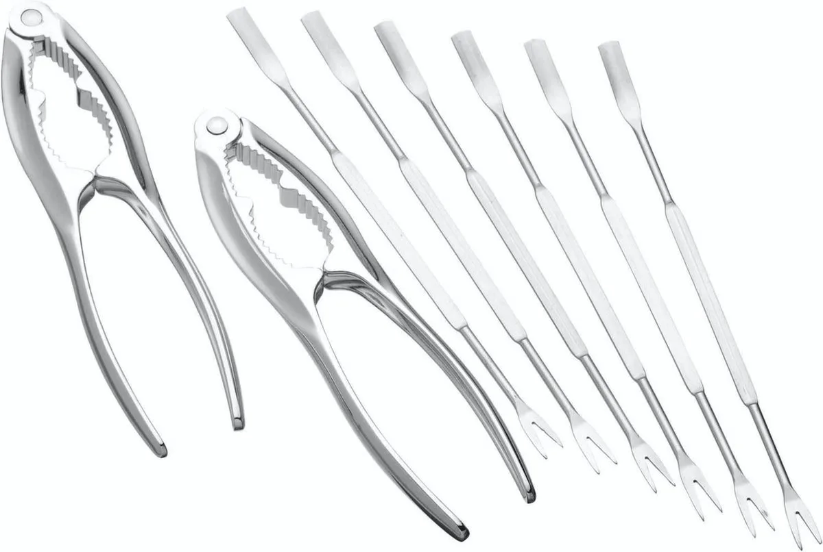 KC Blue Bestekset voor Zeevruchten - Roestvrij Staal Kreeftbestek (8-Delig Zeevruchten bestek) von KitchenCraft in Silber – Produktfoto