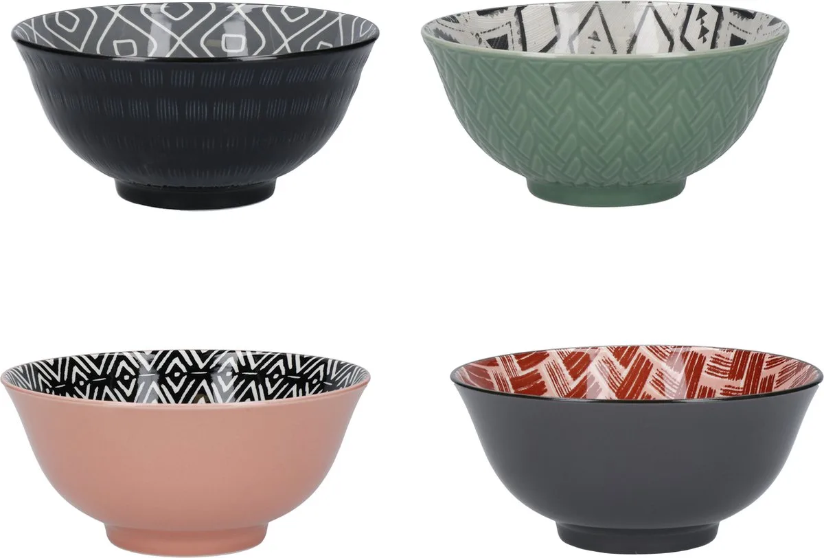 KitchenCraft 4 Keramische Kommen in Geschenkverpakking - Ideaal Voor Roomijs Soep en Meer 'Designed For Life' Designs van KitchenCraft in Gemengd – productfoto