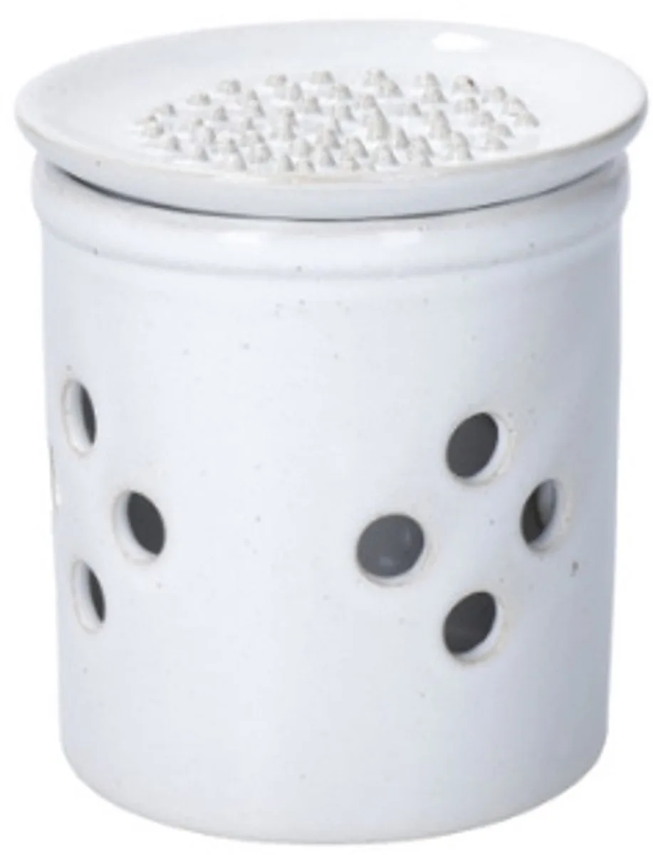 Knoflookpot met Rasp Functie, 10 x 9 cm, Keramiek de KitchenCraft en Blanc – photo produit