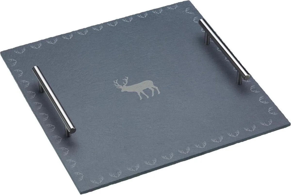 leisteenbord -serveerplank - We Love Christmas - luxe model von KitchenCraft in Grau – Produktfoto