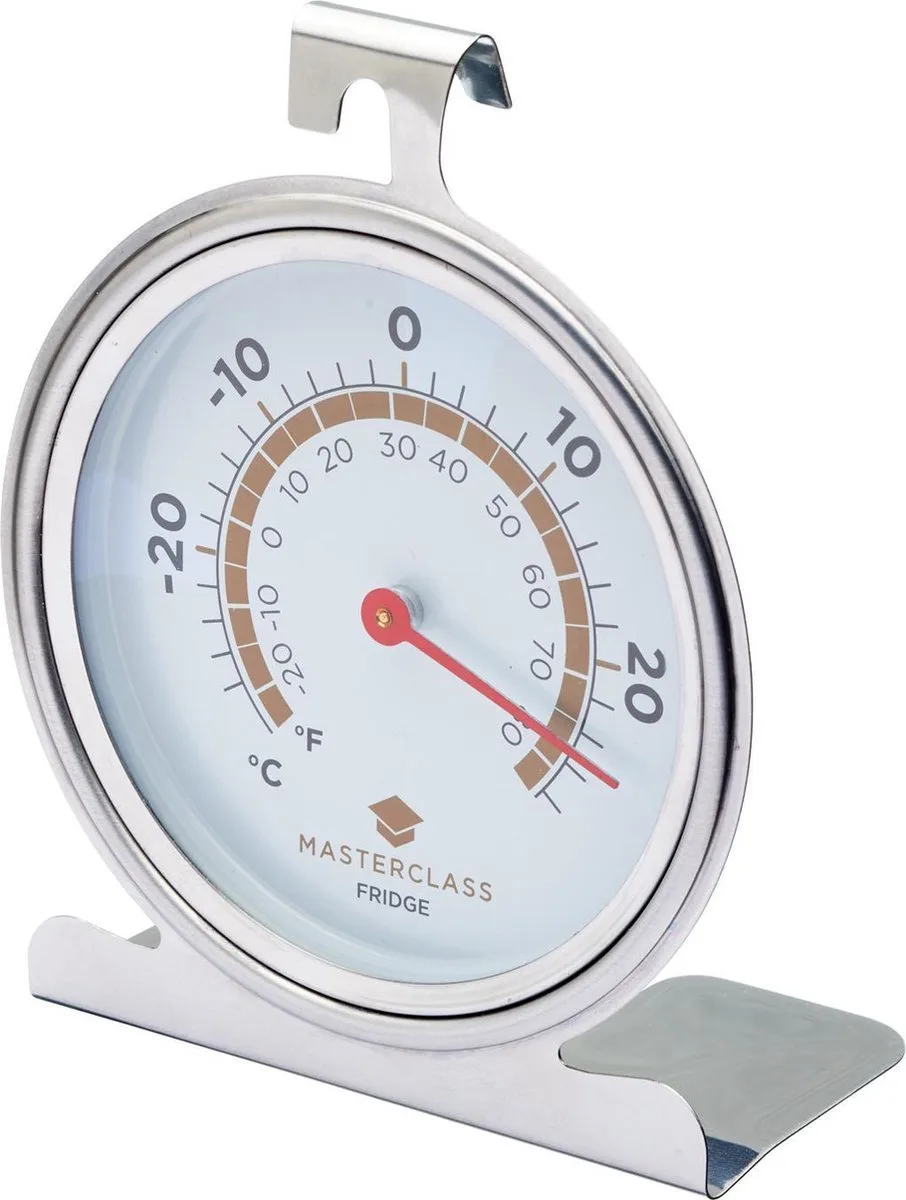 Merkloos Koelkast & Vriezer Thermometer RVS - Grote Wijzerplaat van KitchenCraft in Zilver – productfoto