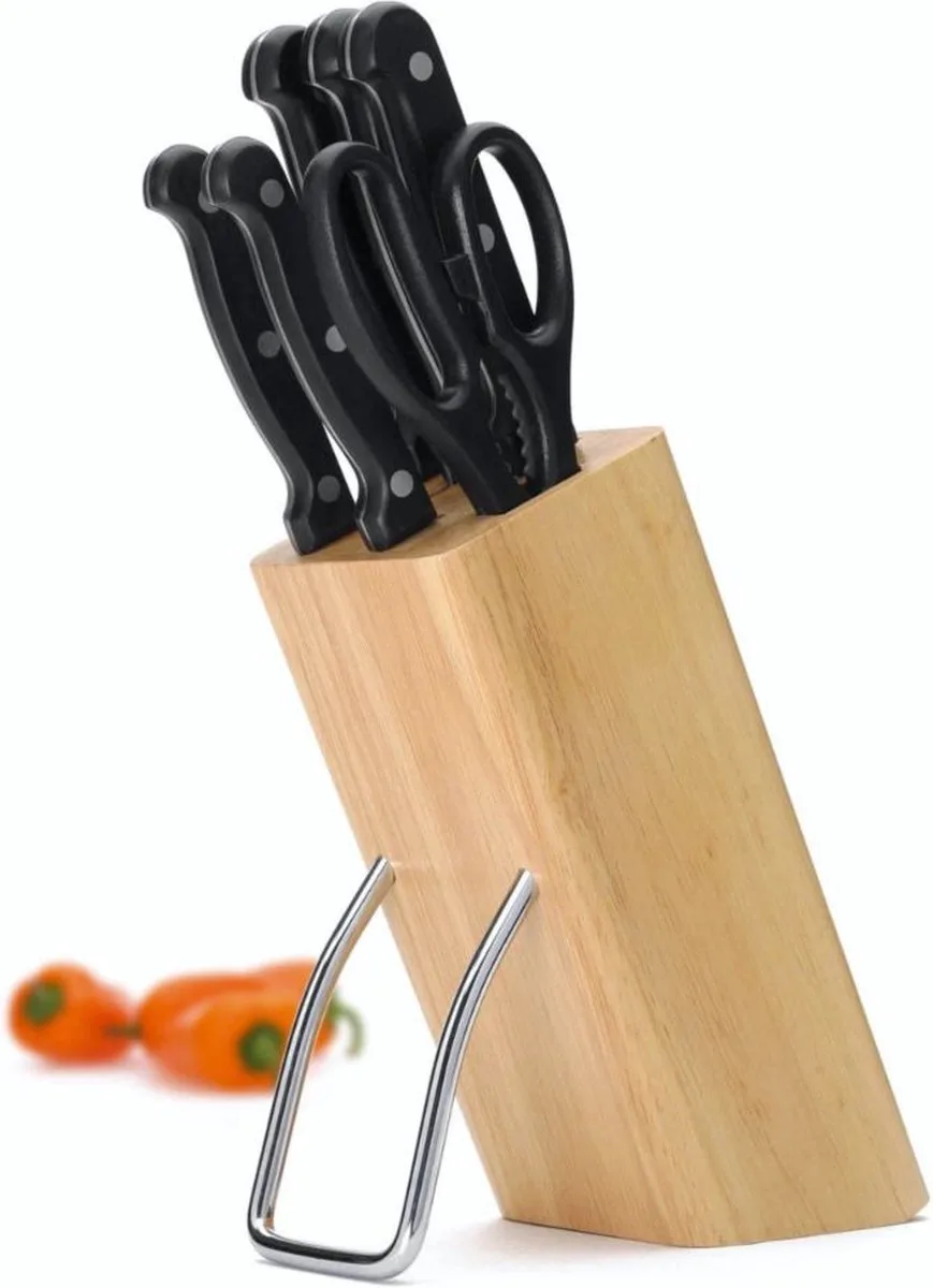 Messenset met Messenblok, 6-Delig, Hout van KitchenCraft in Bruin – productfoto