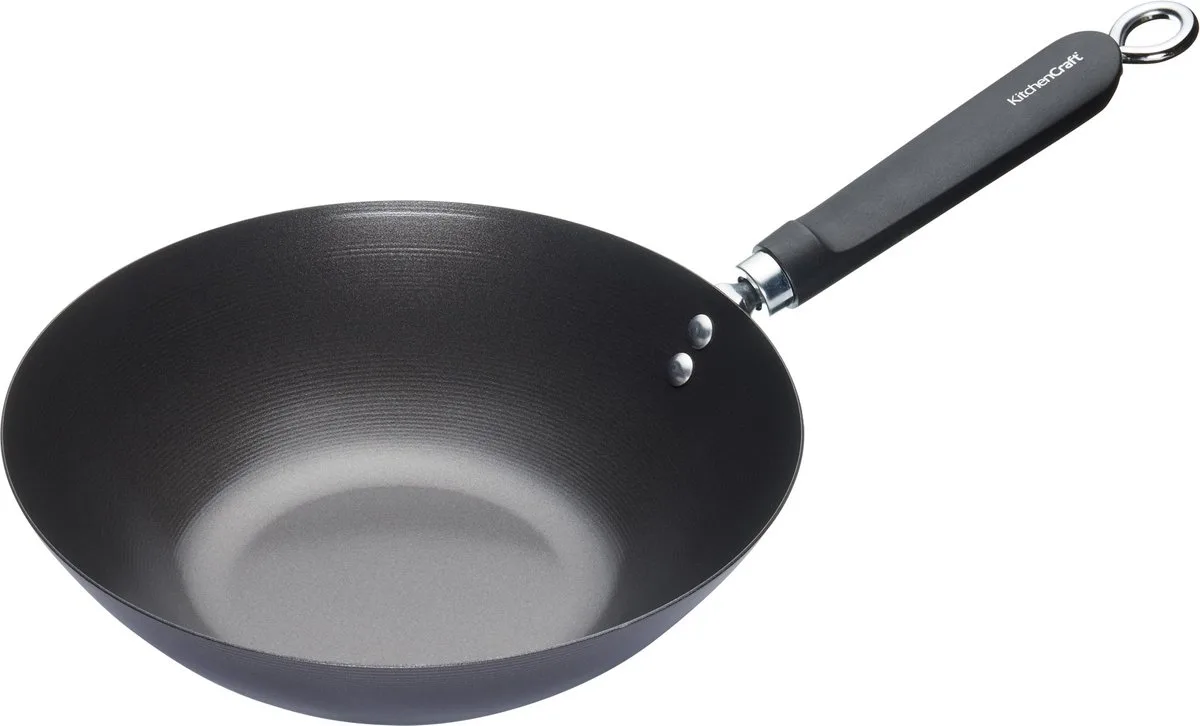 Oriental Wokpan, 26.5 CM, Carbonstaal, Non-Stick de KitchenCraft en Mixed – photo produit