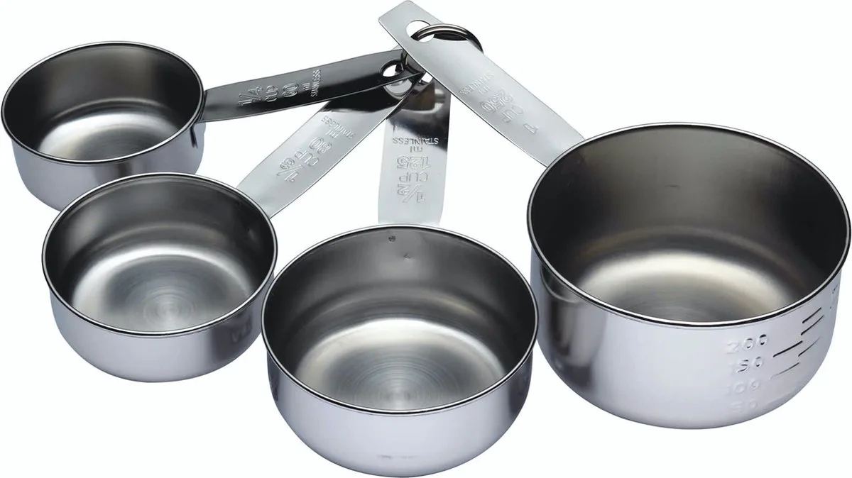 roestvrijstalen maatbekers (set van 4) fra KitchenCraft i Sølv – produktbillede
