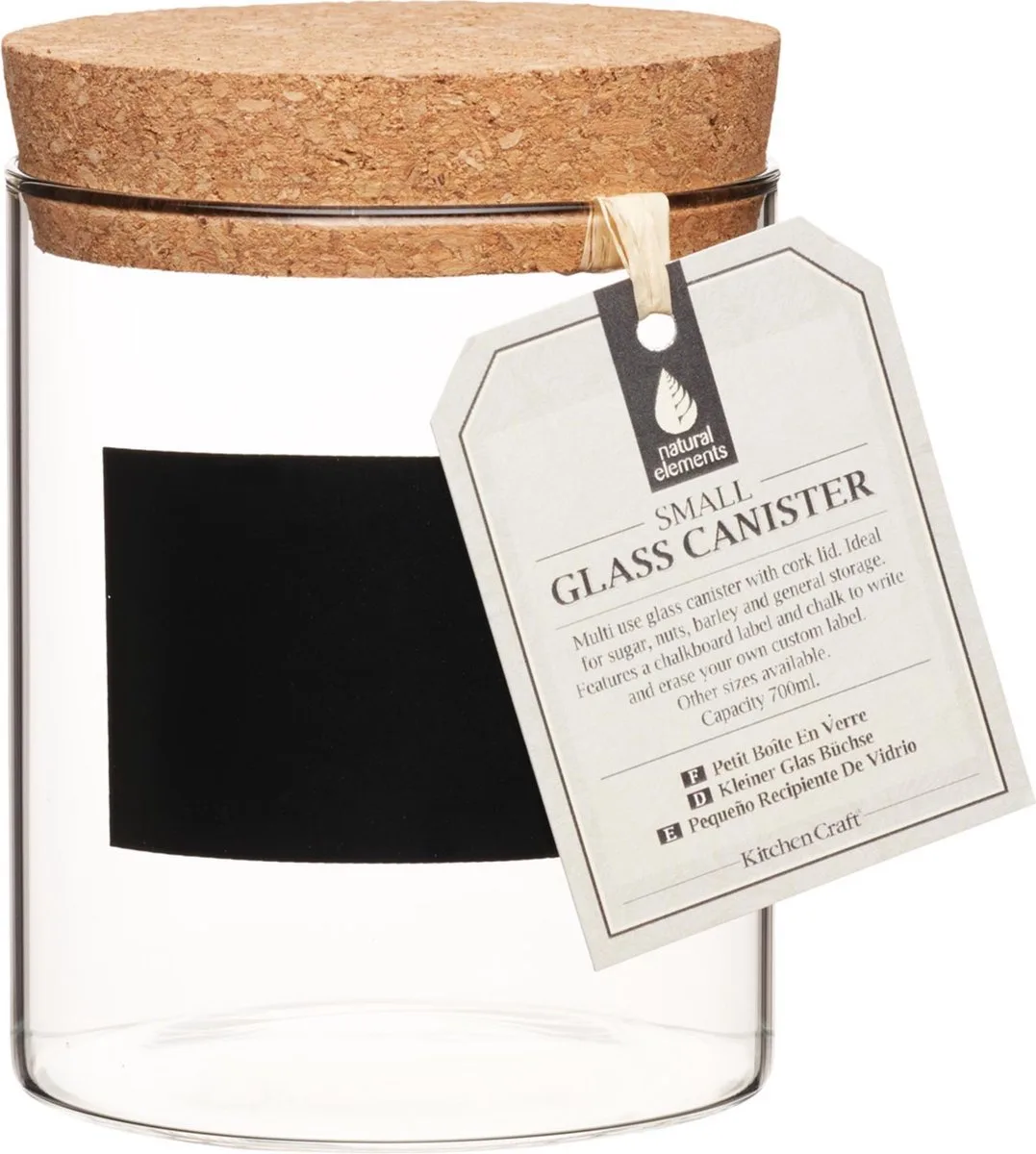 Voorraadpot Natural Elements 700 Ml Glas/kurk van KitchenCraft in Transparant – productfoto