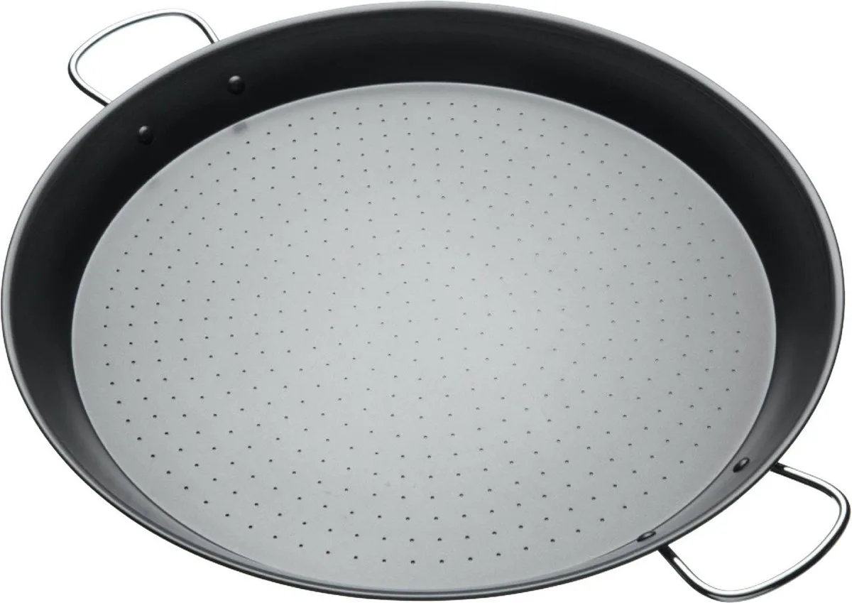 World Of Flavours Paellapan - Antiaanbaklaag Koolstofstaal 46 cm van KitchenCraft in Zwart – productfoto