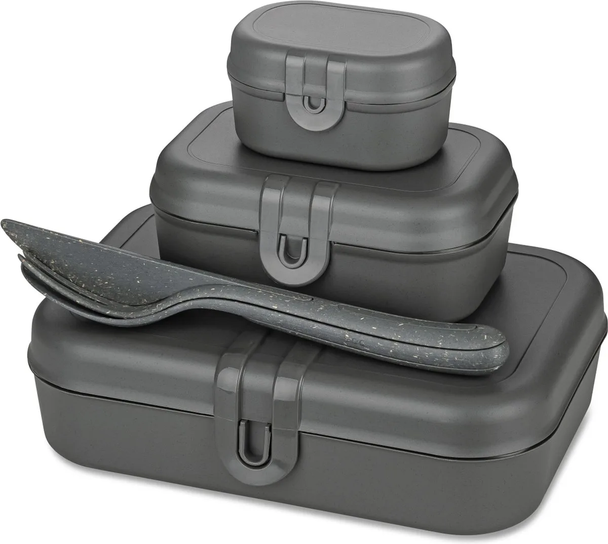 Bio Circulair Lunchbox & Bestekset Pascal Ready - Grijs van Koziol in Paars – productfoto