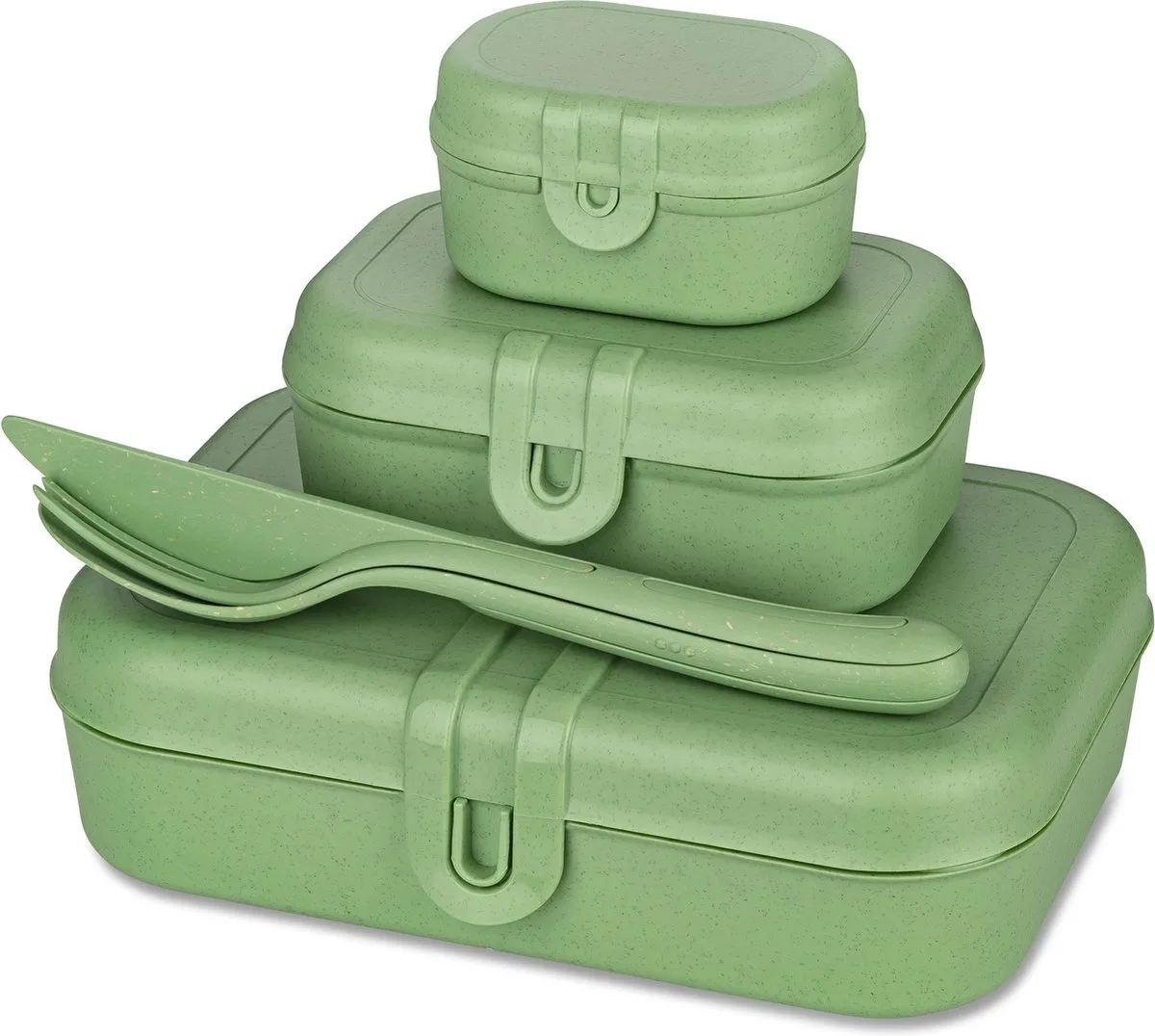 Bio Circulair Lunchbox & Bestekset Pascal Ready van Koziol in Groen – productfoto
