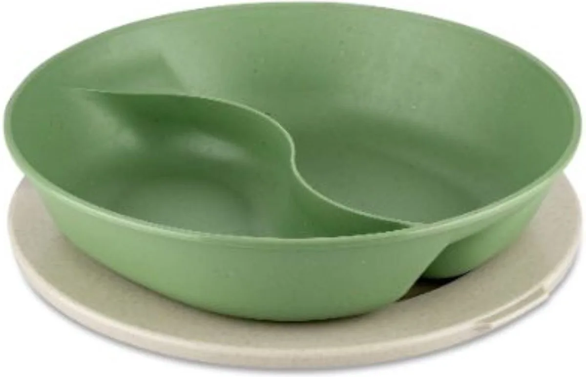 Bord met compartiment en deksel, 1.5 L, Organic, Blad van Koziol in Groen – productfoto