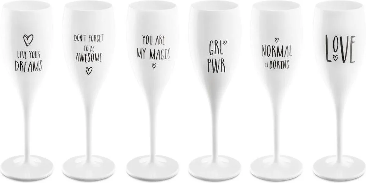 champagneglas - Cheers No.1 - set van 6 - assortiment van Koziol in Wit – productfoto