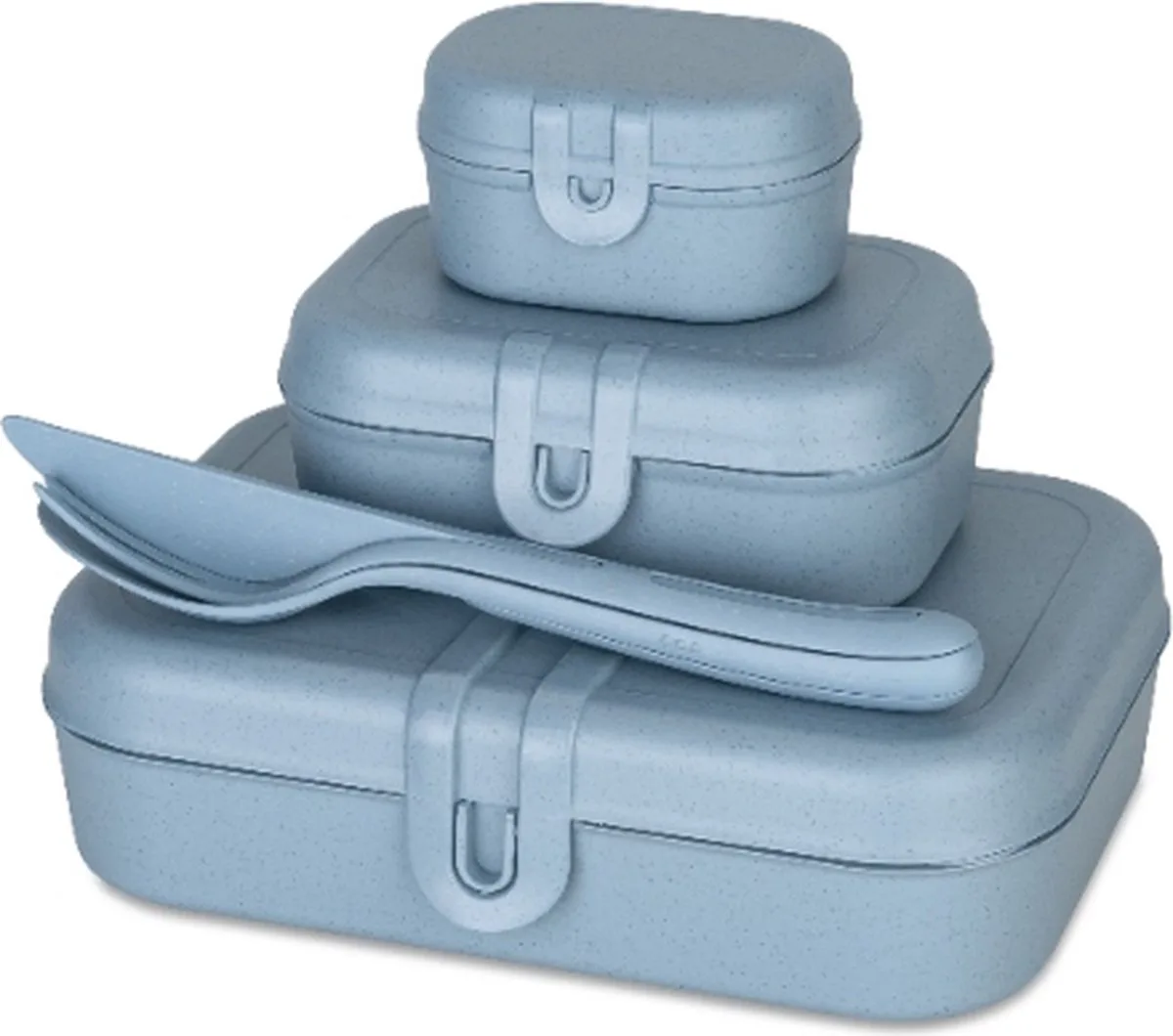 Lunchbox -en Bestekset, Natuur Bloemen Organic Bio-Circular van Koziol in Blauw – productfoto
