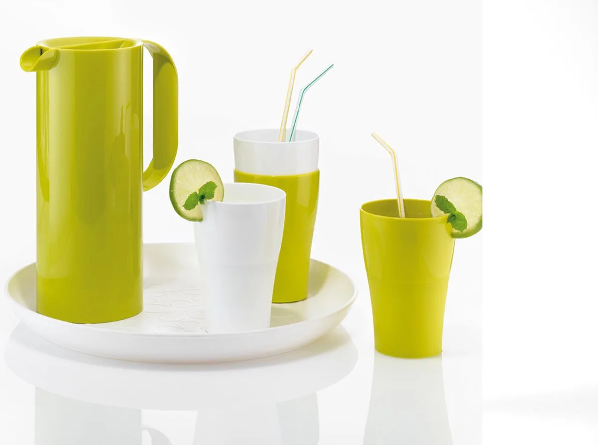 RIO sapkan met bekers in modern design, ca. 1.5L, 5 delen - Karaf fra Koziol i Grøn – produktbillede