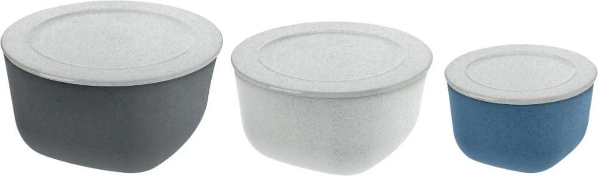 Schaal met Deksel, Set van 3 Stuks, Organic Blauw en fra Koziol i Grå – produktbillede