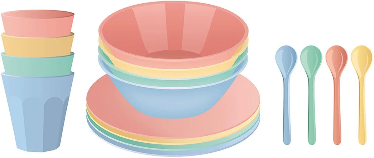 Serviesset, 16 Delig, 4 Personen, Sweet Macarons, Organic Bio-Circular van Koziol in Gemengd – productfoto