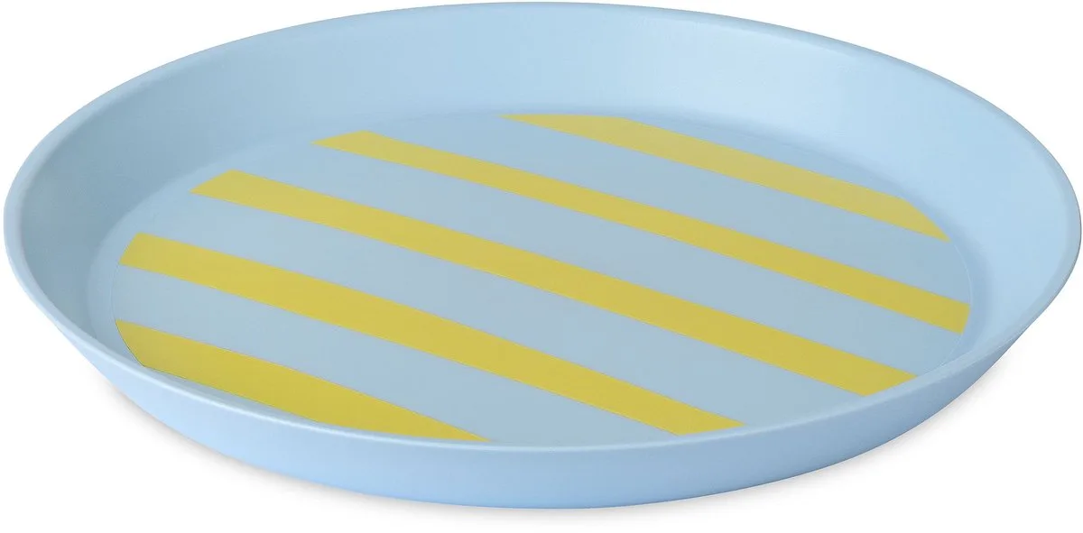 Stapelbaar kunststof bordje NORA, Ø 20,5 cm van Koziol in Blauw, Geel – productfoto