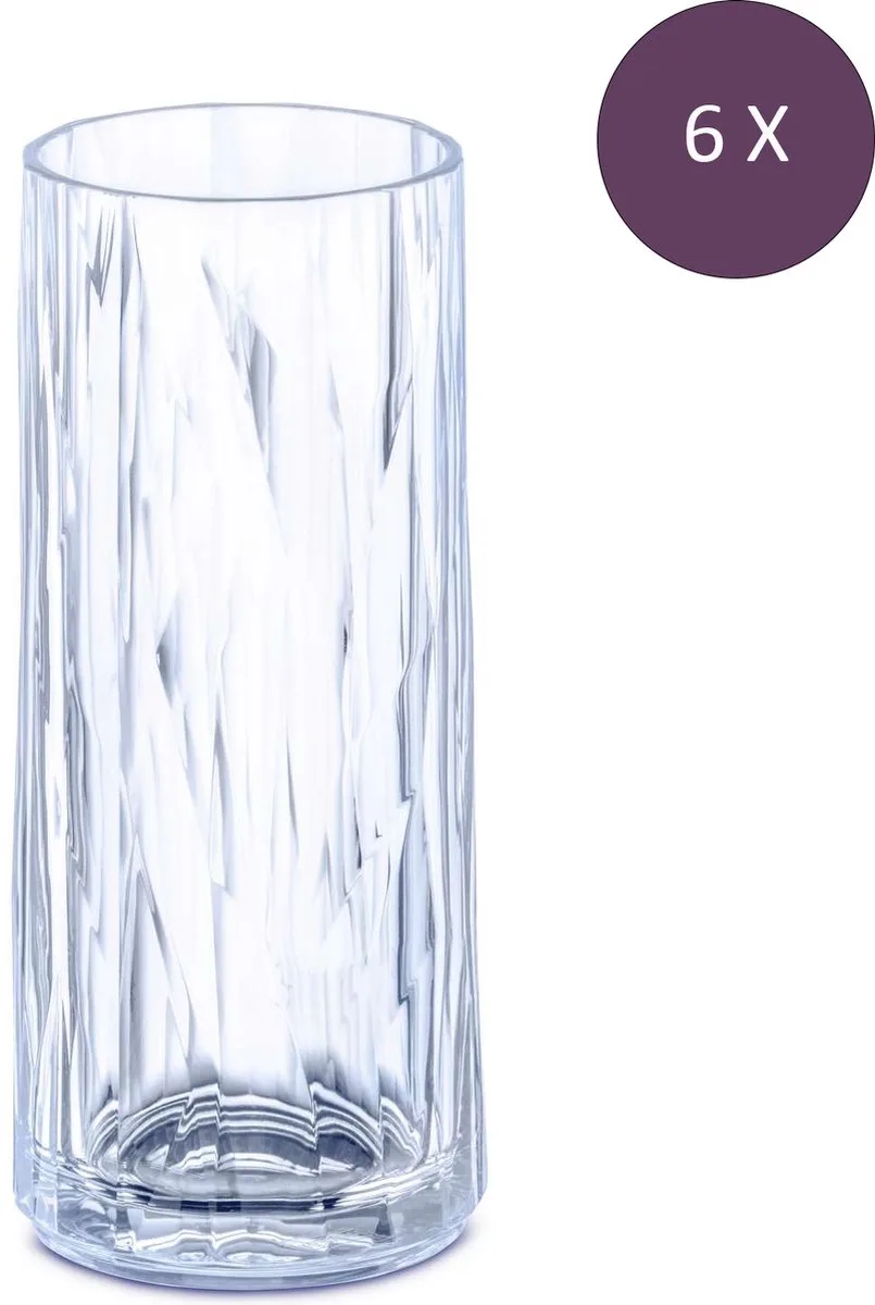 Superglas Club No. 03 Bierglas 250 ml Set van 6 Stuks - Kunststof von Koziol in Transparent – Produktfoto