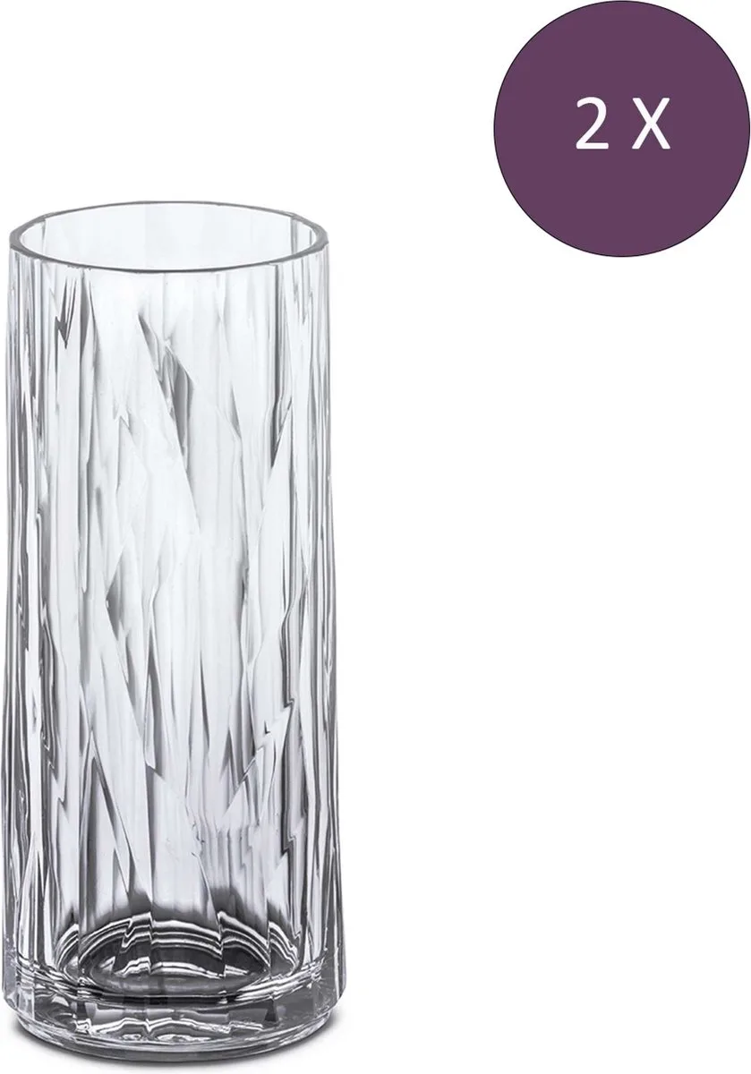 Superglas Club No. 03 Longdrinkglas 250 ml Set van 2 Stuks Luxury Light Grey - Thermoplastic van Koziol in Grijs – productfoto