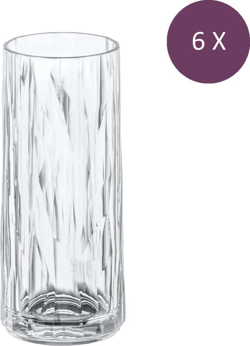 Superglas Club No. 03 Longdrinkglas 250 ml Set van 6 Stuks - Kunststof van Koziol in Transparant – productfoto