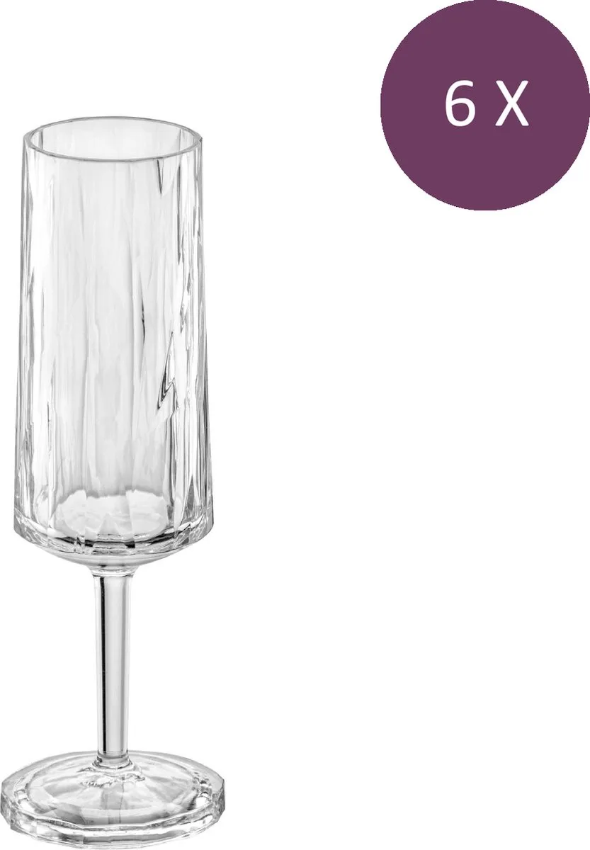 Superglas Club No. 14 Champagneflute 100 ml Set van 6 stuks - Kunststof van Koziol in Transparant – productfoto