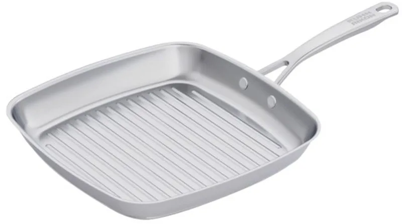 Allround - RVS Grillpan 27x27 cm - 3-laags - Ongecoat - Inductie - Oven geschikt tot 240°C fra Kuhn Rikon i Sølv – produktbillede