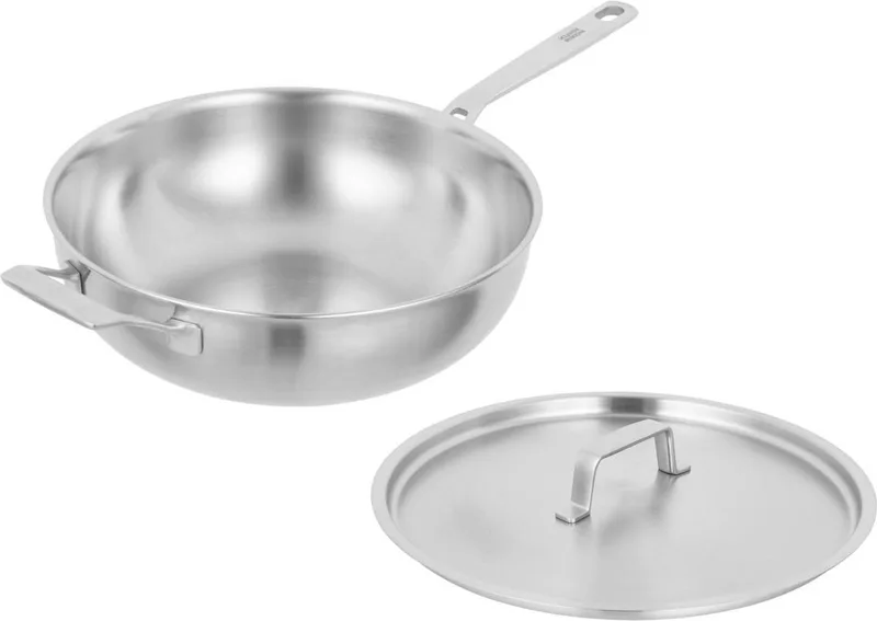 Culinary fiveply RVS wok 28 cm Met RVS Deksel de Kuhn Rikon en Argent – photo produit