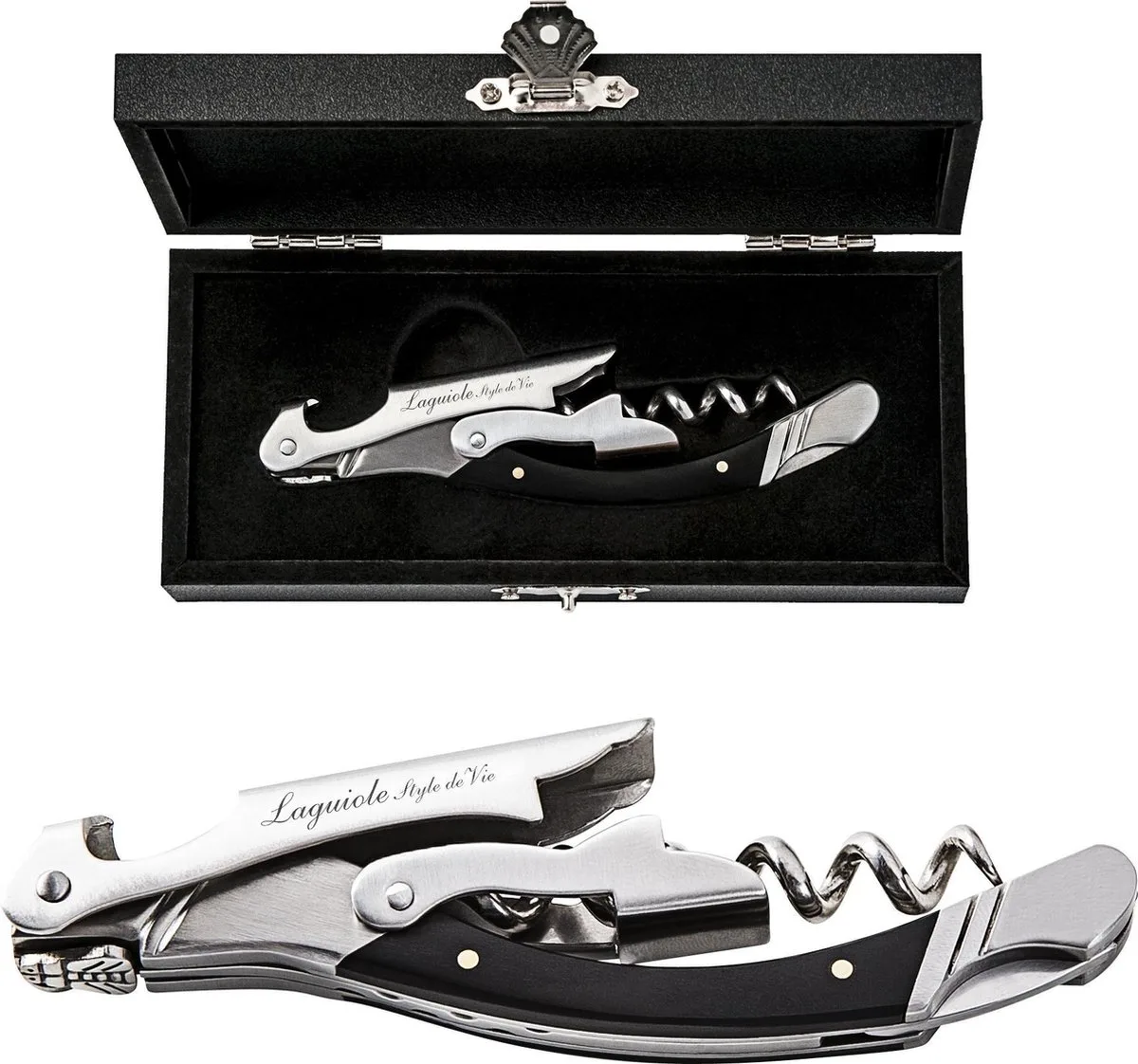 Kurkentrekker - In giftbox - pakkahout van Laguiole Style de Vie in Zwart – productfoto