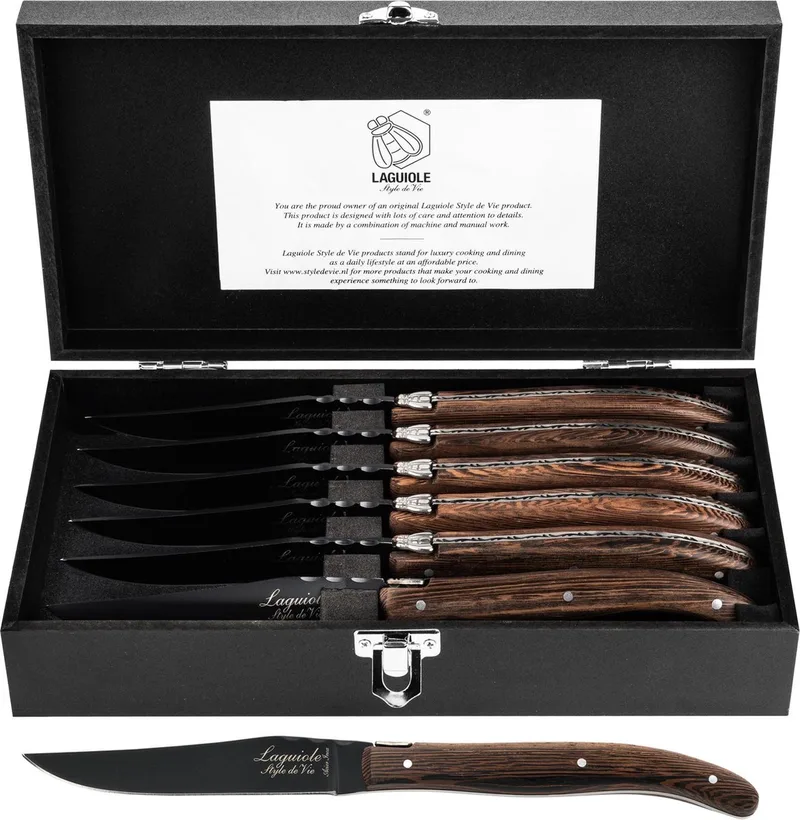 Laguiole Steakmessen Wengé Zwart - 6 stuks von Laguiole Style de Vie in Wengehout – Produktfoto